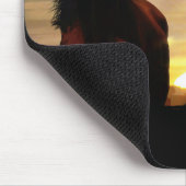 女性のカーボーイと馬のサンセットマウスパッド マウスパッド (コーナー)