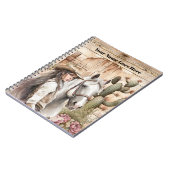 女性のカーボーイと馬の水色サボテンフローラ ノートブック (左側)