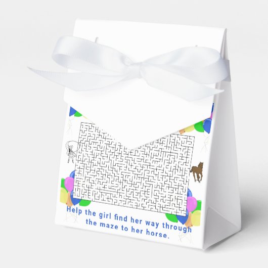 女性のカーボーイと馬の迷路と風船ありがとう フェイバーボックス (正面サイド)