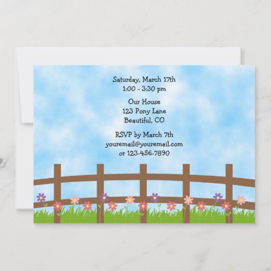 女性のカーボーイと馬誕生日招待状 招待状 (裏面)