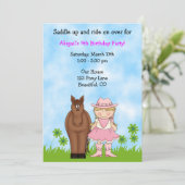 女性のカーボーイと馬誕生日招待状 招待状 (スタンド正面)