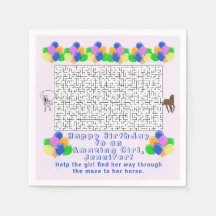 女性のカーボーイと馬誕生日迷路アメージングガールピンク