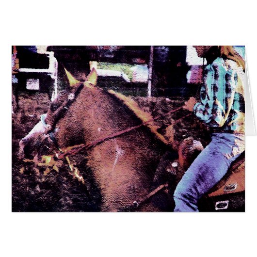 女性のカーボーイと馬 (正面横)