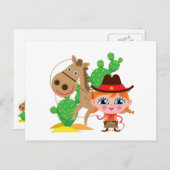 女性のカーボーイと馬 ポストカード (正面/裏面)