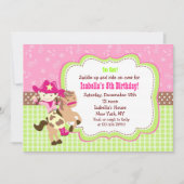 女性のカーボーイのカスタムのバースデーパーティ招待状 招待状 (正面)