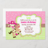 女性のカーボーイのカスタムのバースデーパーティ招待状 招待状 (正面/裏面)