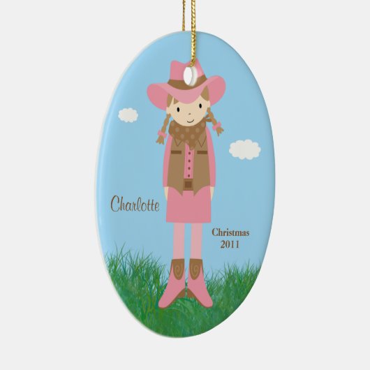 女性のカーボーイのクリスマスのオーナメント セラミックオーナメント (右)