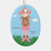 女性のカーボーイのクリスマスのオーナメント セラミックオーナメント (裏面)