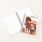 女性のカーボーイのスケッチをパーソナライズ ノートブック (内部)