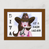 「女性のカーボーイのディヴァ」ヘアサロンはがき ポストカード (正面)