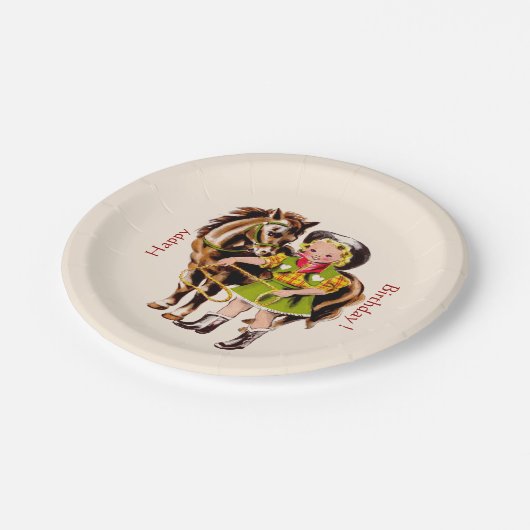 女性のカーボーイのパーティー ペーパープレート (アングル)