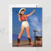 女性のカーボーイのピンアップ1 ポストカード (正面/裏面)