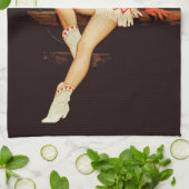 女性のカーボーイのピンアップ キッチンタオル (折り畳み)