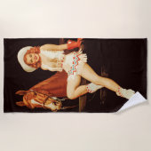 女性のカーボーイのピンアップ ビーチタオル (正面)