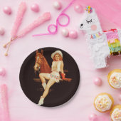 女性のカーボーイのピンアップ ペーパープレート (パーティー)