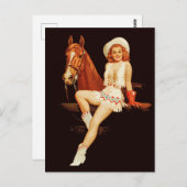 女性のカーボーイのピンアップ ポストカード (正面/裏面)