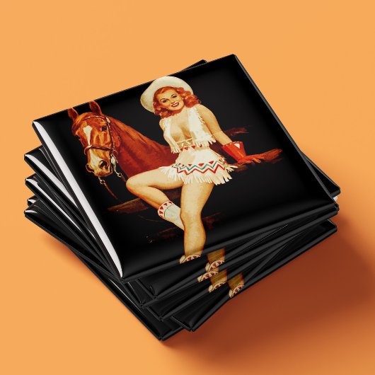 女性のカーボーイのピンアップ マグネット