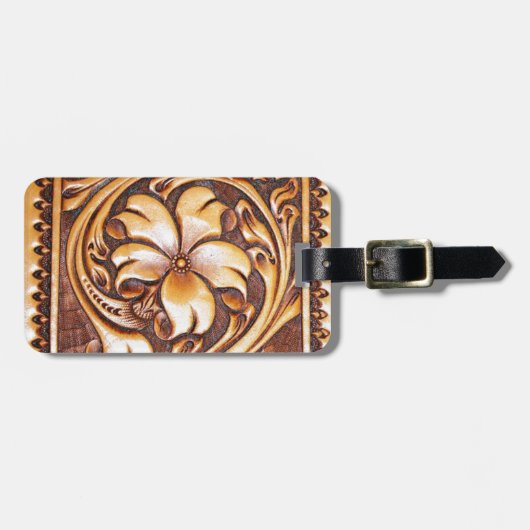 女性のカーボーイのファッションの西欧諸国の花柄の革 ラゲッジタグ (正面横)
