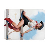 女性のカーボーイのフェンスヴィンテージのピン留め マグネット (横)