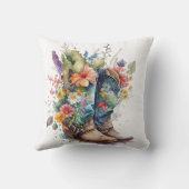 女性のカーボーイのブーツとカラフル花 クッション (裏面)