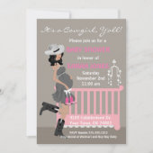 女性のカーボーイのベビーシャワーの招待状-アフリカ系アメリカ人 招待状 (正面)