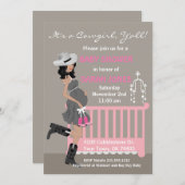 女性のカーボーイのベビーシャワーの招待状-アフリカ系アメリカ人 招待状 (正面/裏面)