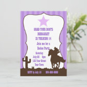 女性のカーボーイのロデオの誕生会 招待状 (スタンド正面)