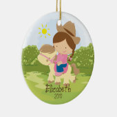 女性のカーボーイの乗馬者のクリスマスのオーナメントの女の子 セラミックオーナメント (右)