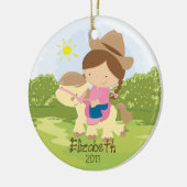 女性のカーボーイの乗馬者のクリスマスのオーナメントの女の子 セラミックオーナメント (左)