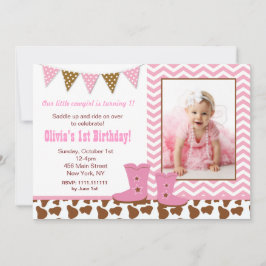 女性のカーボーイの写真の誕生日の招待状 招待状