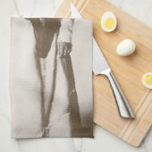 女性のカーボーイの写真ポートレートライフルを持つ， c1910 キッチンタオル (四つ折り)