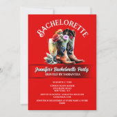 女性のカーボーイの国ワイルドフラワーレッド白いブーツグラム 招待状 (正面)