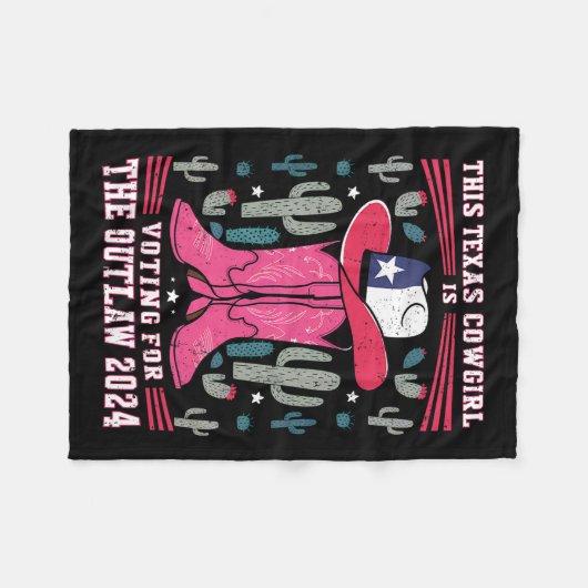 女性のカーボーイの投票おもしろいOutlaw Pro Trump 2024 Wom フリースブランケット (正面(横))