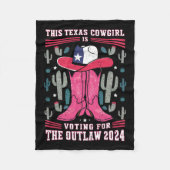 女性のカーボーイの投票おもしろいOutlaw Pro Trump 2024 Wom フリースブランケット (正面)