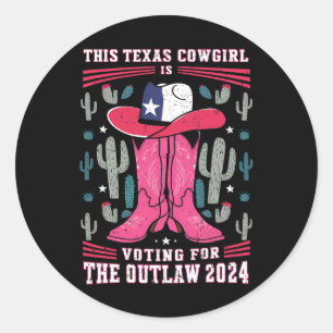 女性のカーボーイの投票おもしろいOutlaw Pro Trump 2024 Wom ラウンドシール