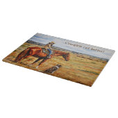 女性のカーボーイの方が良い！ヤング女性のカーボーイオンキャトルホース カッティングボード (角)