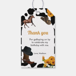 女性のカーボーイの最初のロデオのバースデー感謝していタユー ギフトタグ