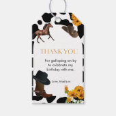 女性のカーボーイの最初のロデオのバースデー感謝していタユー ギフトタグ (正面)