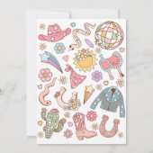 女性のカーボーイの最初の誕生日は西のパーティーで最もワイルドな1 招待状 (裏面)