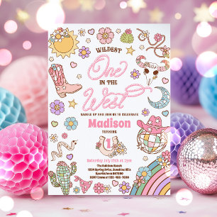 女性のカーボーイの最初の誕生日は西のパーティーで最もワイルドな1 招待状