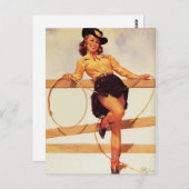 女性のカーボーイの笑顔 ポストカード (正面/裏面)