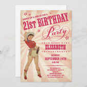 女性のカーボーイの第21誕生日の招待状 招待状 (正面/裏面)