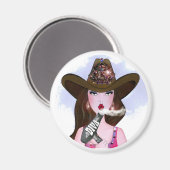 「女性のカーボーイの美容師」 マグネット (正面/裏面)