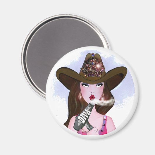 「女性のカーボーイの美容師」 マグネット (正面/裏面)