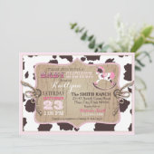 女性のカーボーイの西部の揺り木馬のベビーシャワー 招待状 (スタンド正面)