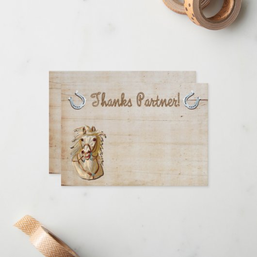 女性のカーボーイの西部の馬はノート感謝していしています ノートカード (正面/裏面インサイチュ)