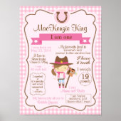 女性のカーボーイの誕生日の女の子のための1年署名 ポスター (正面)