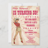 女性のカーボーイの誕生日の招待状 招待状 (正面)