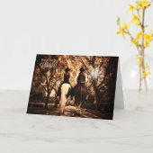 女性のカーボーイの誕生日ウェスタンをテーマにした乗馬 カード (黄色い花)