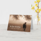 女性のカーボーイの誕生日-おもしろいな西部のテーマのため カード (黄色い花)